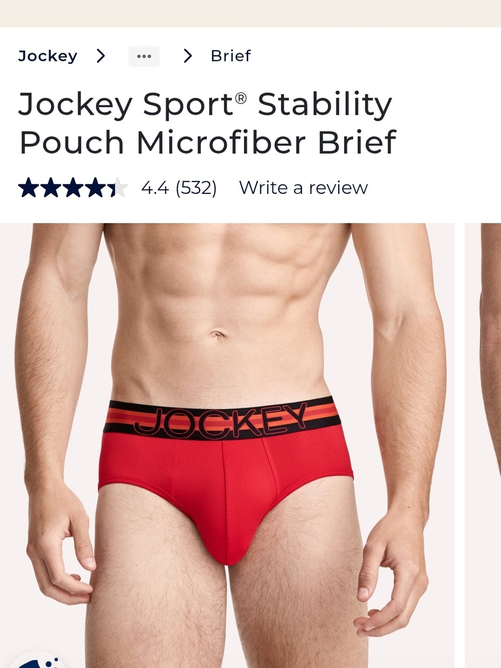 Jockey Sport Red Microfiber Brief with Stability Pouch XXL (44-46) Paisley Red